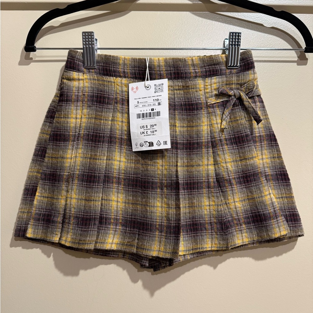 Zara kids checkered bow skort